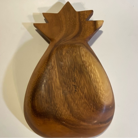 Wooden pineapple 3 section bowl, with minor defects, see pics. 12”x6 1/2” cute! - Picture 2 of 7